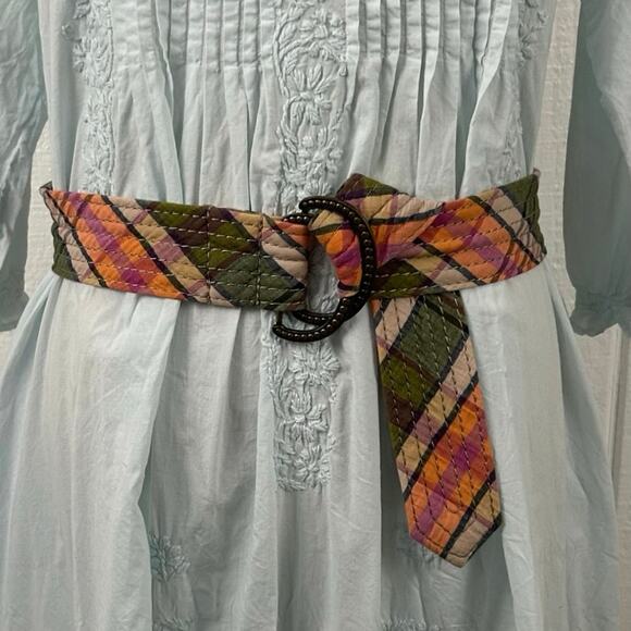 J. Crew Women Y2k Waist Belt Preppy Boho Clean Girl Plaid Fabric Green Size S/M - Picture 7 of 7